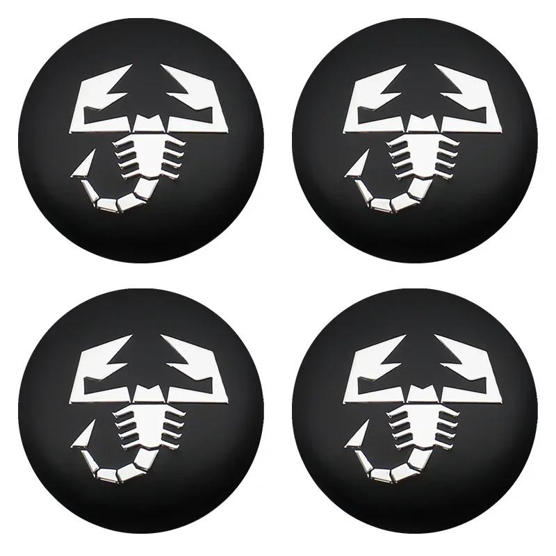 AAZD1 4Pcs 56mm+60mm For Abarth Stilo Palio Bravo Doblo Fiat 500 Punto Accessories Car Wheel Center Cap Logo Hub Cover Badge Emblem