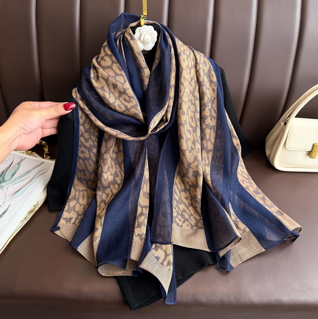 Brand Women Silk Scarf Female Stripe Foulard Femme Pashmina Shawls And Wrap Big Size Scaves Beach Towel Bandana Muslim Hijab