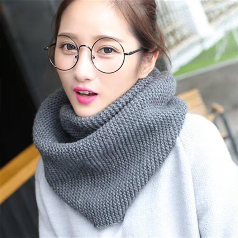 Women s Korean Style Knitted Neck Gaiter - Solid Color Thickened Warm Pullover Neck Warmer,Winter Windproof Scarf
