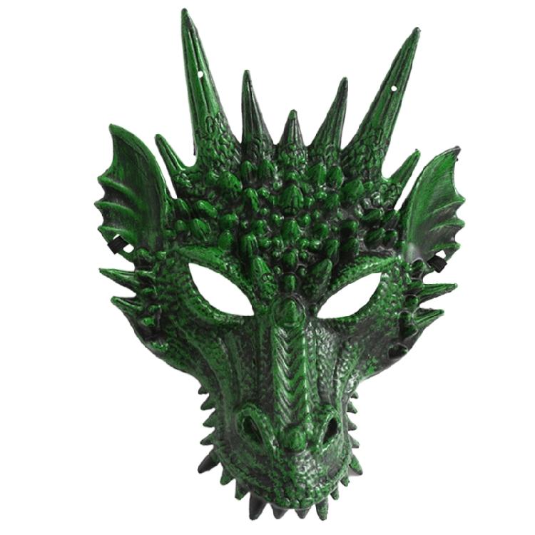 Маска Дракона Костюм на Хэллоуин для Детей Взрослых Праздничная Вечеринка Хэллоуин Косплей зелёный