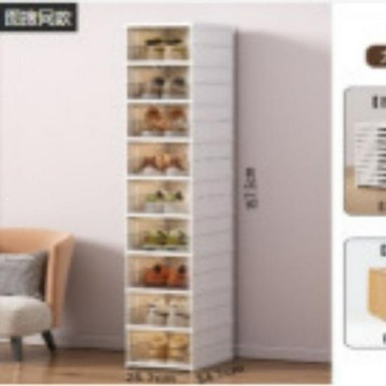 Foldable Transparent Shoe Box Cabinet with No-Install Lid - Multi-layer Thickened Shoe Rack for Home Storage