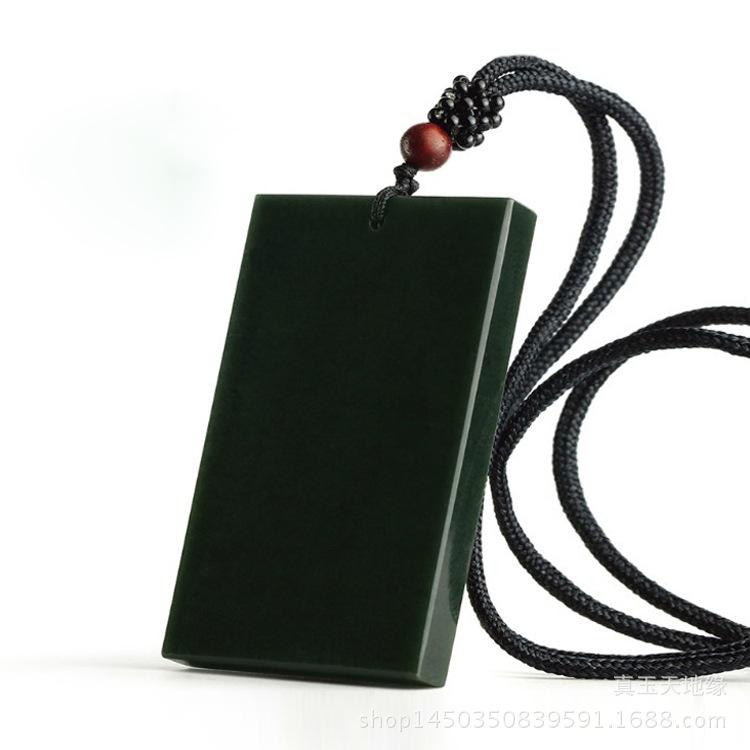 Hotan Jade Men s Peace Pendant in Black and Green Jade