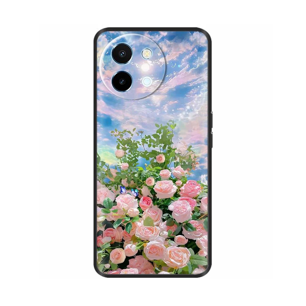 For Vivo Y38 5G Phone Case Cute Fashion Heart Flowers Cases For Vivo Y18 Soft Silicone Bumper Cover For Vivo Y18E Fundas Shells