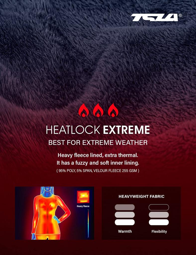 Tesla Ultra Warm Thick Heattech Top and Bottoms and Perfect for and Thermal and Extra Warm Windproof and Model Women's Underwear, [Moisture-Wicking,