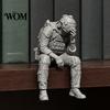 Tactical Equipment Sculpture 3D Printed Soldier Figurine Ornament, Sitting Statue, Desk Accessory Funny Tired for Table Shelf Edge Decor Miniature