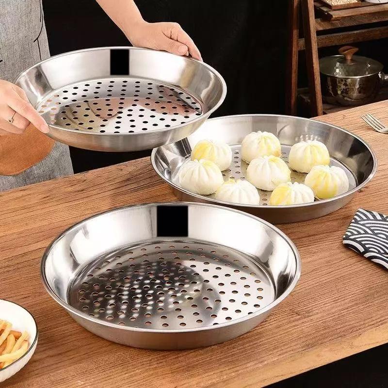 Stainless Steel Thickened Round Steaming Tray Rack Non-toxic Food Grade for Home Restaurant Steamer Use Dumpling Vegetable Steaming
