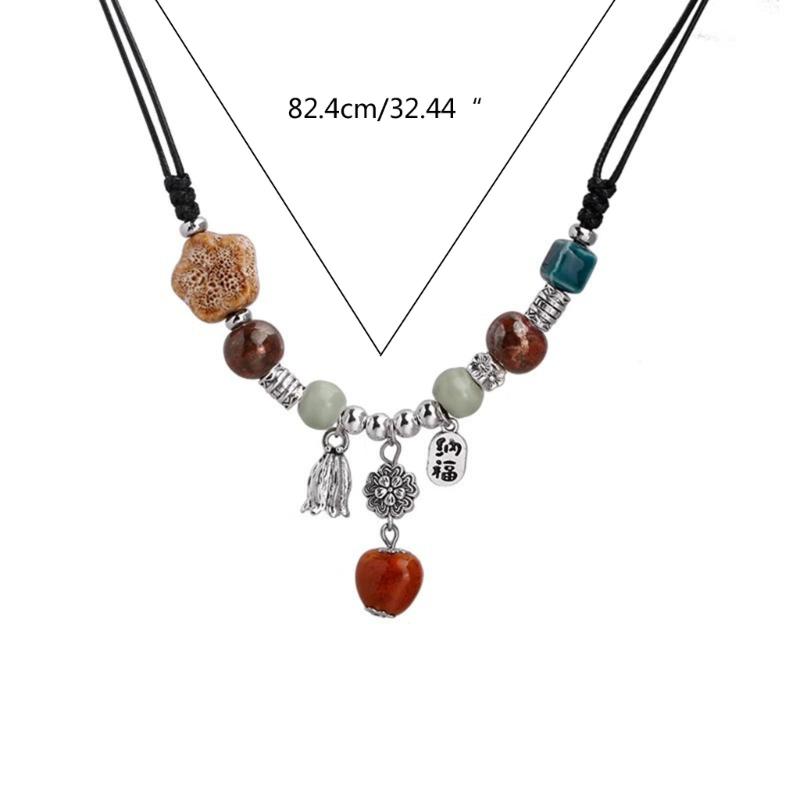 Keramikperle Wassertropfen Anhänger Choker Verstellbare Größe Böhmisches Halsband Damen