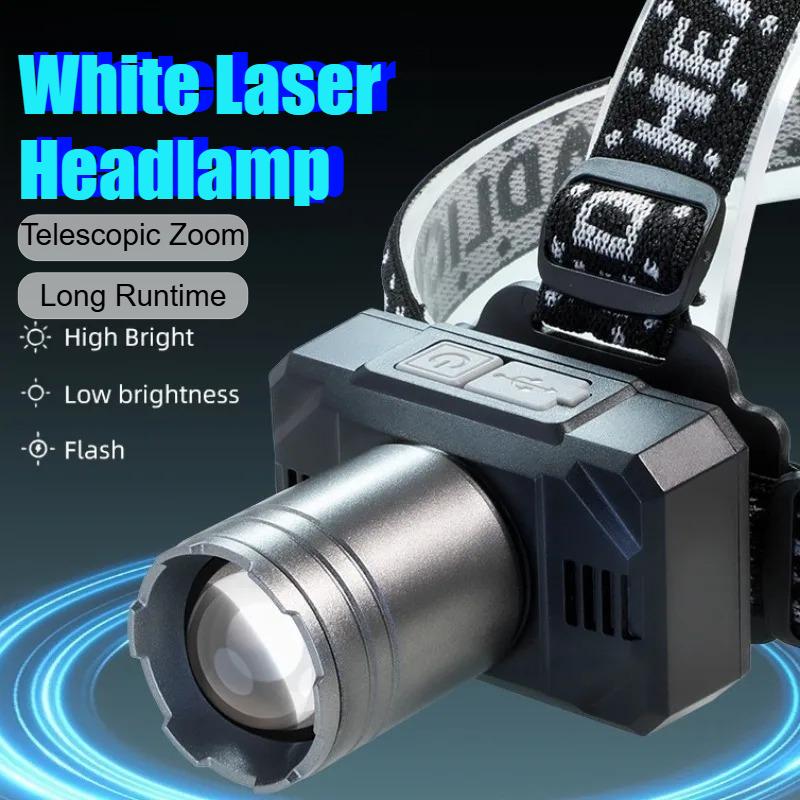 Telescopic Zoom Headlamp with 800mAh Rechargeable Battery 360 Degree Rotation Super Bright LED Lighting System Outdoor Patrol