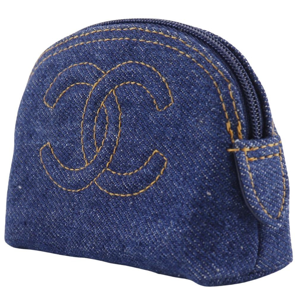 CHANEL COCO Mark Pouch A02789X03304 Mini pouch 97P Blue denim Women Used
