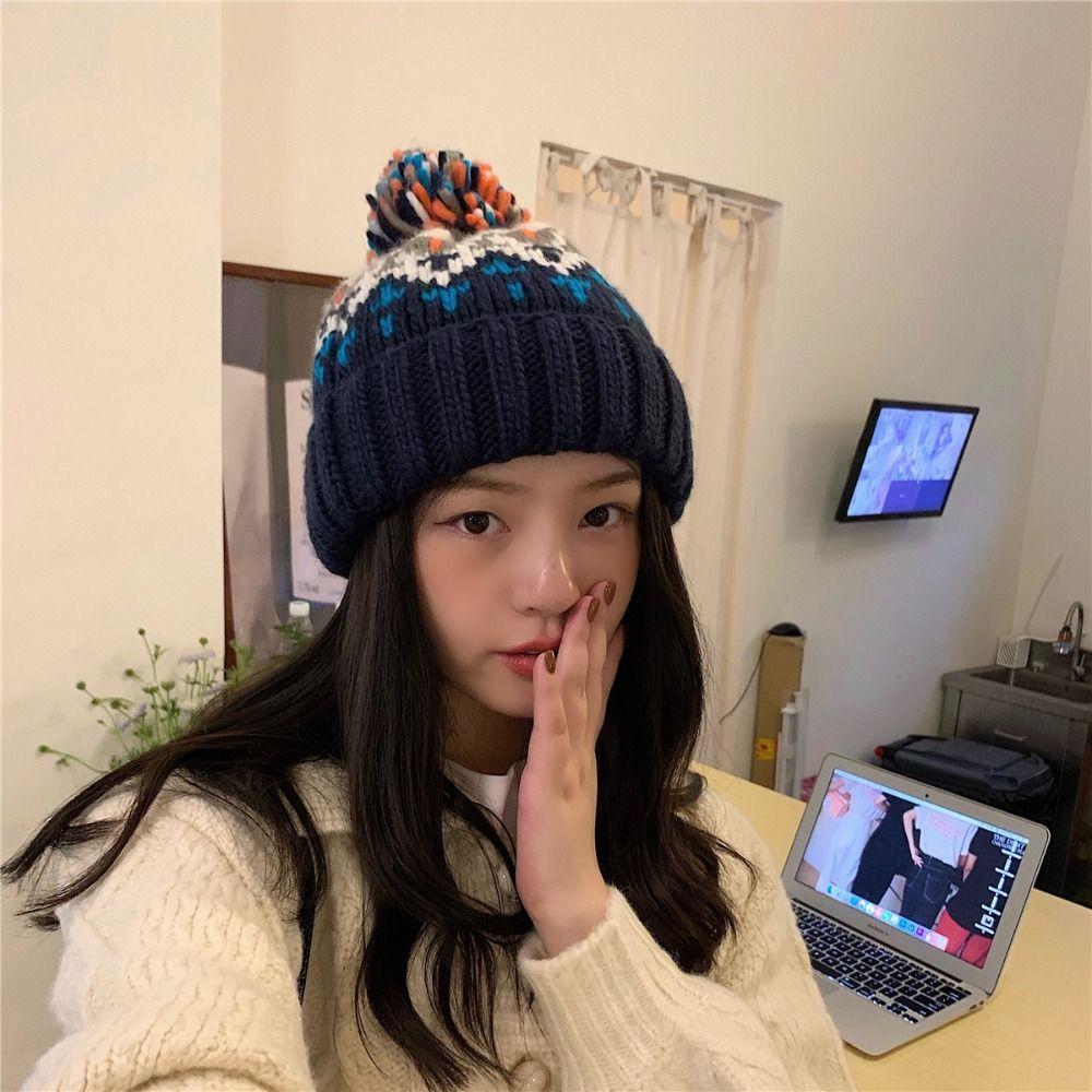 Windproof Women Beanie Hats Korean Cashmere Bonnets Casual Winter Knitted Hats  Girls
