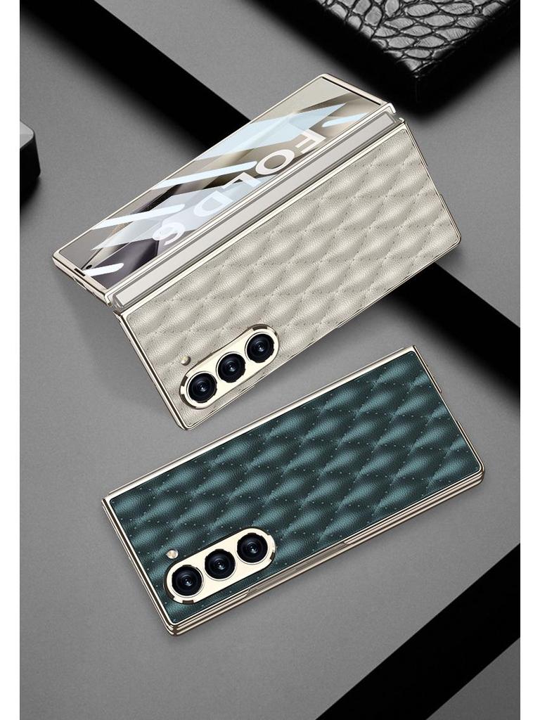 Samsung Z Fold 6 Case - Diamond Lattice, Electroplated Leather, Fragrance-Inspired Design