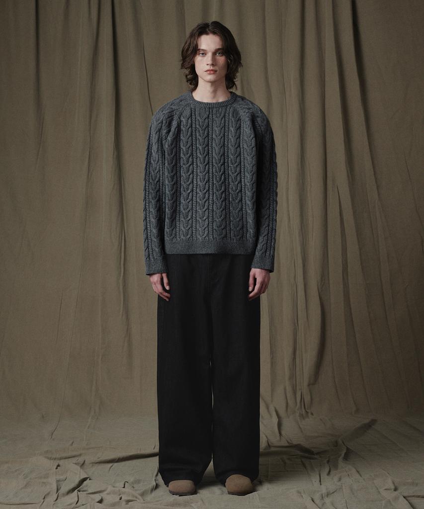 GLW Raglan Cable Knit Charcoal
