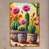 Wall Art Mexican Cactus Floral Vintage Tin Sign Easy Installation Metal Hanging Plate for Home Bedroom Office Study Res