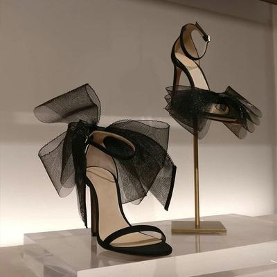 Mode Spitze Asymmetrische Schleife Sandalen 2024 Sommer Neu Sexy Linie Mit Offener Zehe Stiletto Europäische Und Amerikanische Absätze
