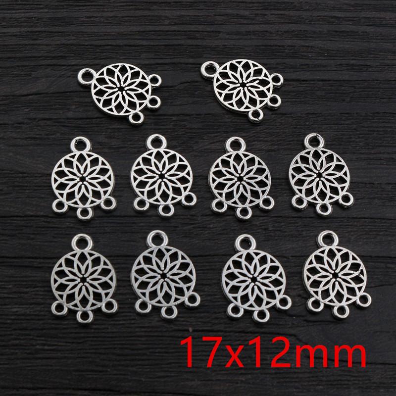 30pcs Antique Silver Plated Boho Vintage Flower Connector Charms Pendant DIY Necklace Bracelet Jewelry Making Findings Supplies