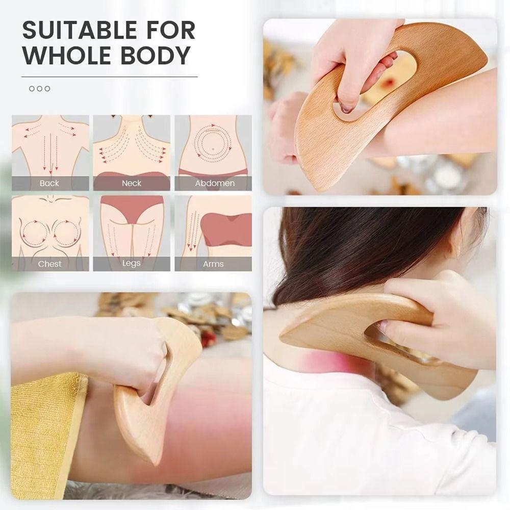 Moon-Shaped Scraping Massage Board Muscle-Pulling Wooden Gua Sha Tool Manual Scraping Therapy Tools for Full Body Massage