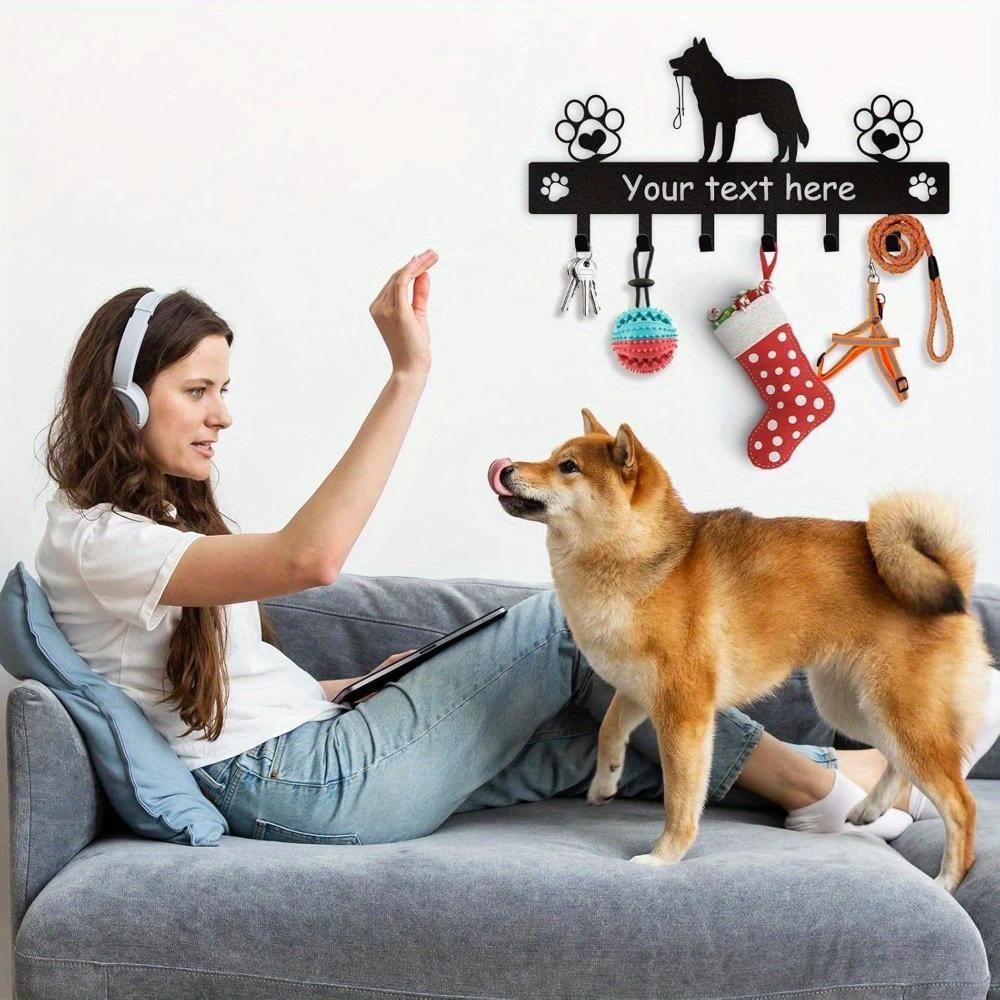 Metal Wall Mount Key Rack Dog Leash Holder Entryway Organizer Gifts for Dog Lovers