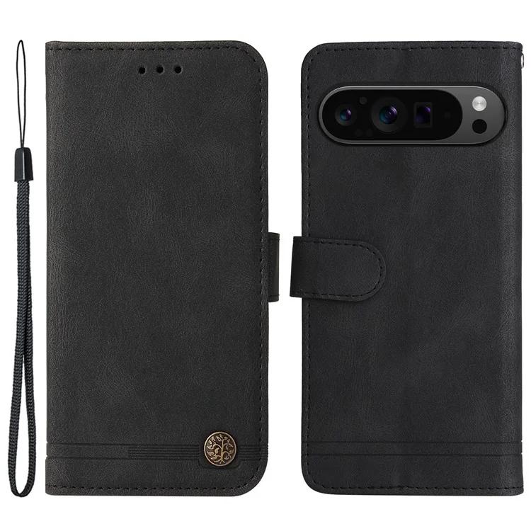 

For Google Pixel 9 Pro XL Case Wallet PU Leather Phone Cover Lines Imprinted