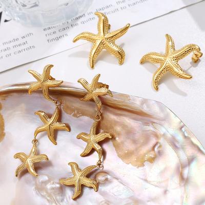 Boucles d'oreilles série Océan 2025 Style européen et américain boucles d'oreilles étoile de mer exagérées polyvalentes tendance boucles d'oreilles d'été femmes