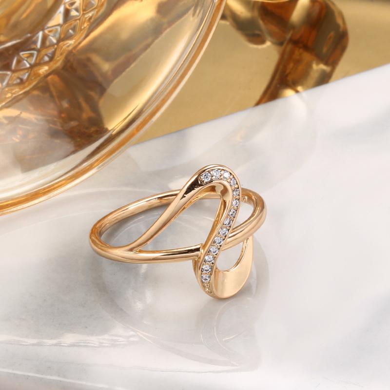 Elegant White Natural Zircon Waves Rings For Women Fashion  Rose Gold Color Party Fine Wedding Jewelry Crystal Gift