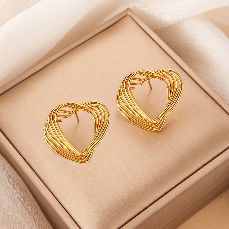 Gold Plated Stainless Steel Retro Earrings: European & American Luxury Style