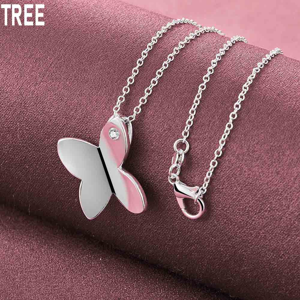 925 Sterling Silver Butterfly Pendant Necklace Fashion Charm Wedding Jewelry