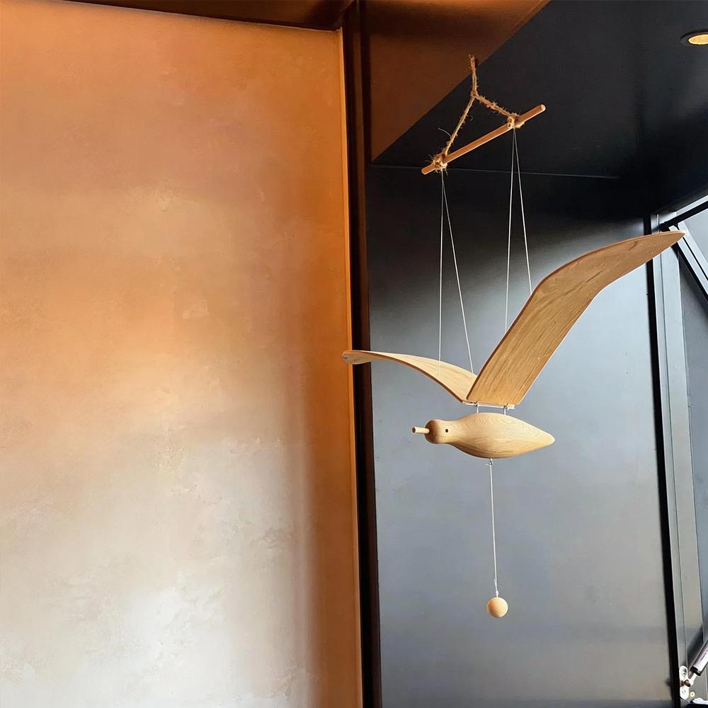 Hand Carved Wooden Seagull Hanging Wind Chime Aerial Pendant Flying Seagull Home Decor Window   Nursery Children's Room Hanging