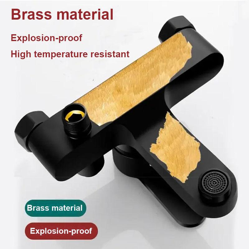 Baterie de duș de baie neagră, baterie mixer din alamă, cald-rece, accesorii de baie, robinet mixer, valvă de amestecare, set robinete duș cadă