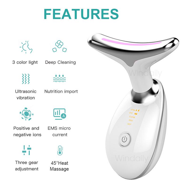 Photon Therapy Neck & Face Massager: Double Chin Reducer and Skincare Tool