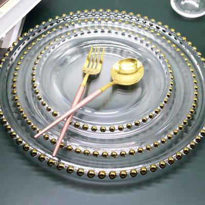 Nordischer Stil Goldene Perlen Glas Obstschale - Rund und Elegant für Bankette
