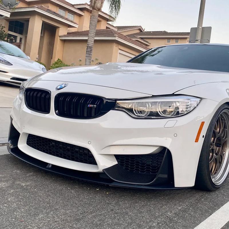 4x High Quality ABS For BMW M3 F80 M4 F82 MP Style·2014-2020 Car Front Bmuper Lip Spoiler Glossy Black Or Carbon Fiber Look