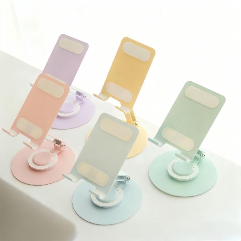 360 Rotating Double Height Adjustable Phone Stand Foldable Tablet Holder With Anti Slip Silicone Base For Multiple Devices