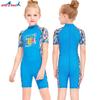Children's Swimming Clothes Girls Sunscreen Quick-drying One-piece Short-sleeved Swimsuit Children Baby Hot