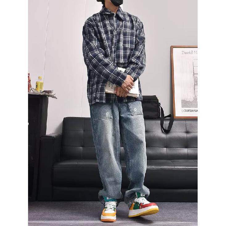 2024 Letter Long Sleeve Shirt Japanese Hong Kong Style Ins Loose Shirt Boys Summer Trendy Versatile Casual Coat