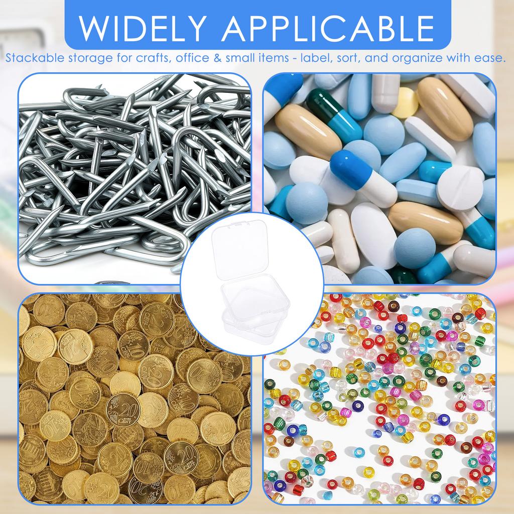 Bead Organizer Box Transparent Jewelry Beads Container Plastic Storage Containers with 60 Small Box for Button Rhinestone