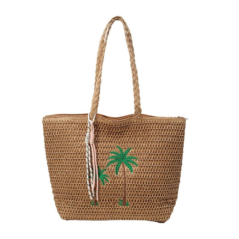 Woven lace large-capacity shoulder bag, new vacation style lazy seaside leisure bag, straw bag