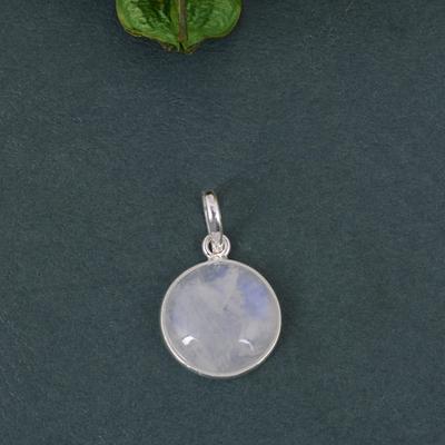 Rainbow Moonstone Pendant, Handmade Jewelry, Gift For Her, Birthstone Jewelry, Anniversary Gift, Round Stone, Silver Charm Jewelry