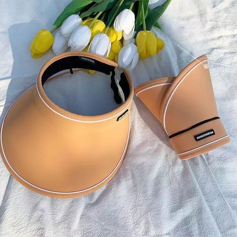 Women Summer Wide Brim Sun Hat Outdoor Ponytail Empty Top UV Protection Cap Female Lady Tour Beach Foldable Sunscreen Hats