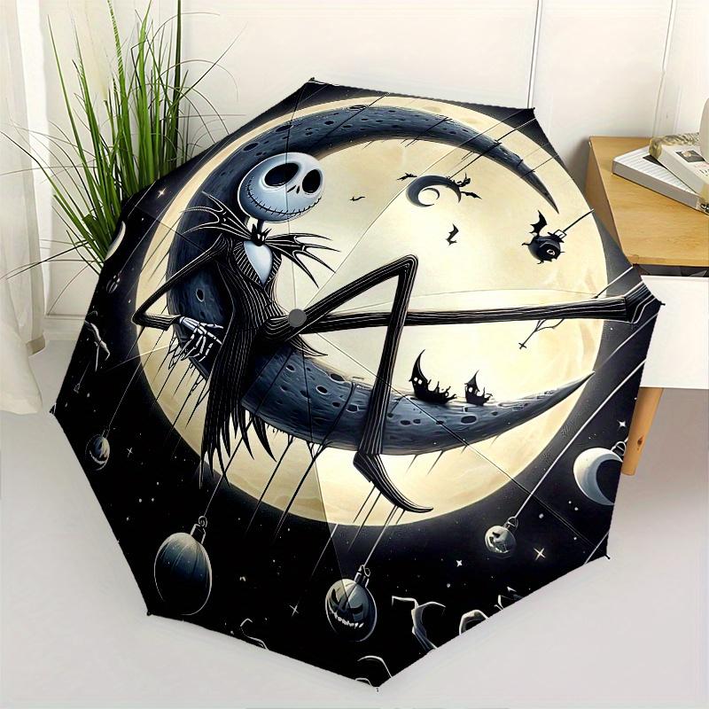 

1 Auto Open Moonlight, Nightmare Before Christmas Themed Colorful 8-rib Portable Umbrella for Men and Women, A Compact Commuting Companion S