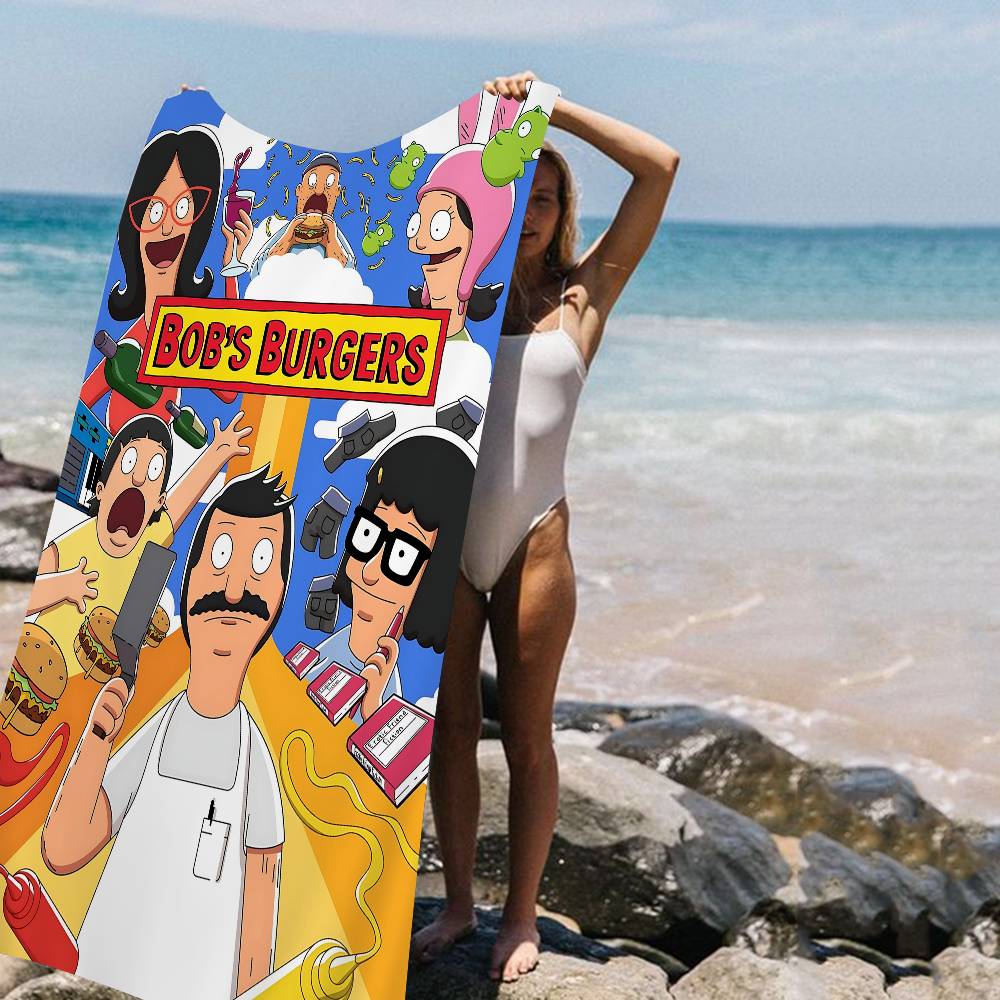 Asciugamano da Spiaggia Bobs B-Burgers Anime Morbido Assorbente Lavetta Regali per Bambini Viaggio Campeggio Palestra