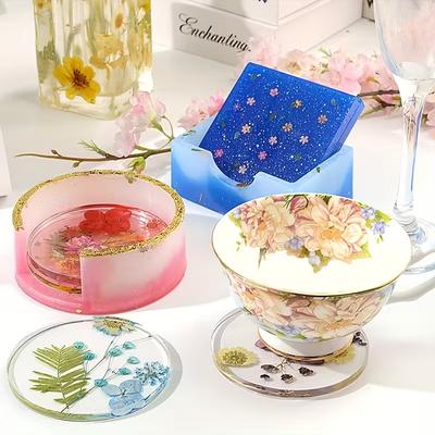 Coaster Resin Silicone Molds Set With Round Square Octagon Shape Holder Molds DIY Gypsum Coaster Tray Mold Home Decoration