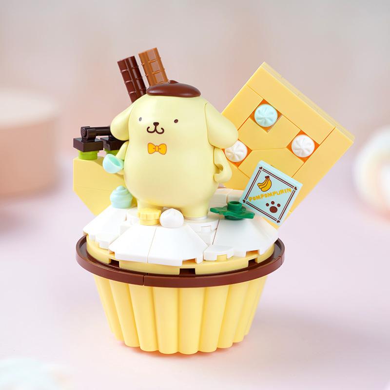 Sanrio Building Blocks Hello Kitty My Melody Cinnamoroll Pompompurin Kuromi Cake Shape Mini Bricks Figures For Christmas Gift