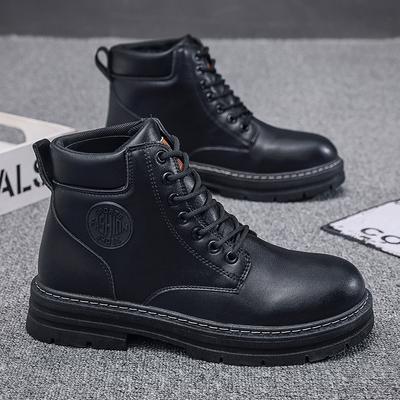 Botas de Caña Alta Zapatos de Cuero para Hombre Moda Botines Militares de Tobillo para Motociclista para Hombre Botas de Otoño Invierno Zapatos de Hombre con Cordones