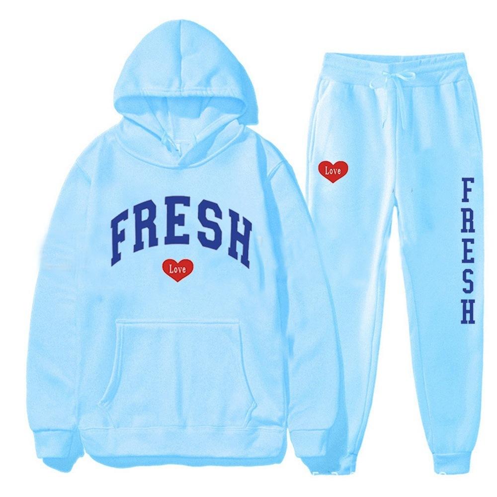 European Size Plus Fashion Printed Sweater Autumn and Winter Fleece Warm Hoodie Casual Sports Women's Suit