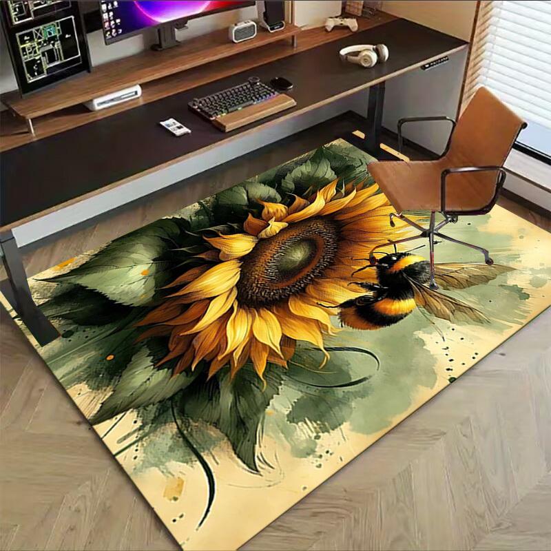 1PC Sunflower Bee Anti-slip Carpet, Suitable for Office, Bedroomand Playrooms. It Can Also Be Used As a Sofa Footrest cover-R29