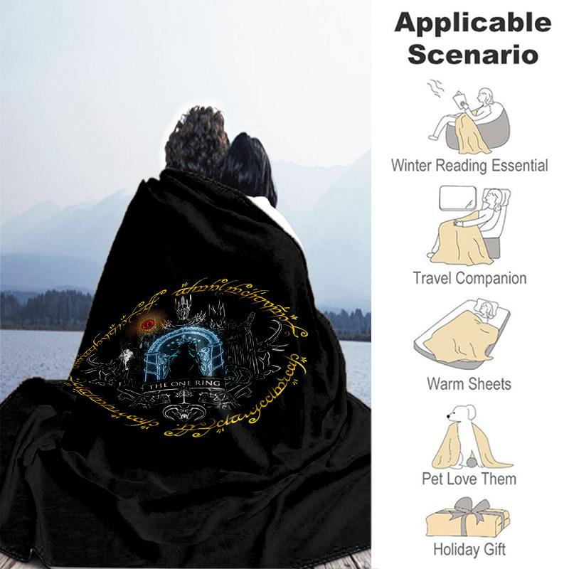 1pc The One Ring Cartoon Blanket,Portable Throw for Travel & Camping, All Season Cozy Blanket,Ideal Gift