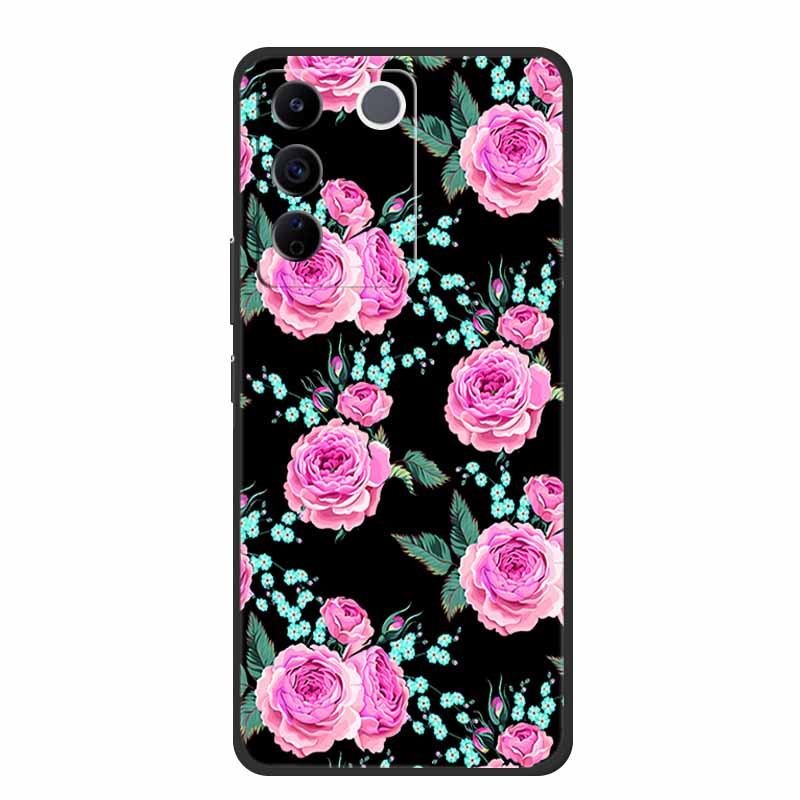 For Vivo V27e Case Cute Cartoon Cat Black Silicone Soft Phone Case For Vivo V27 Pro V27e Back Cover Cases V 27 E Pro Funda Coque