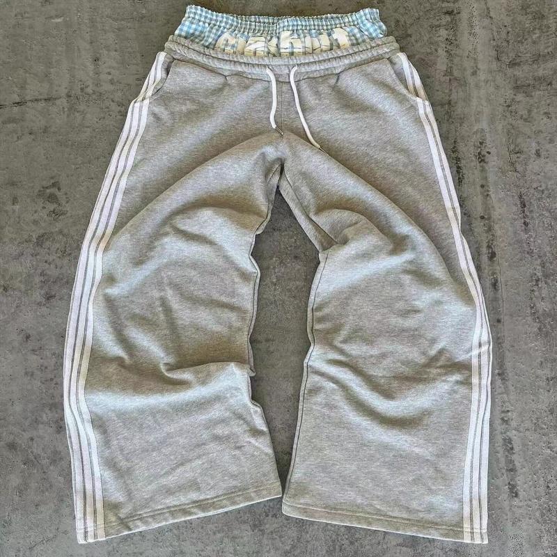 

Европейский и американский хип-хоп стрит Y2K с двойной талией повседневный спортивный стиль модные и персонализированные мужские и женские брюки 2XL серый