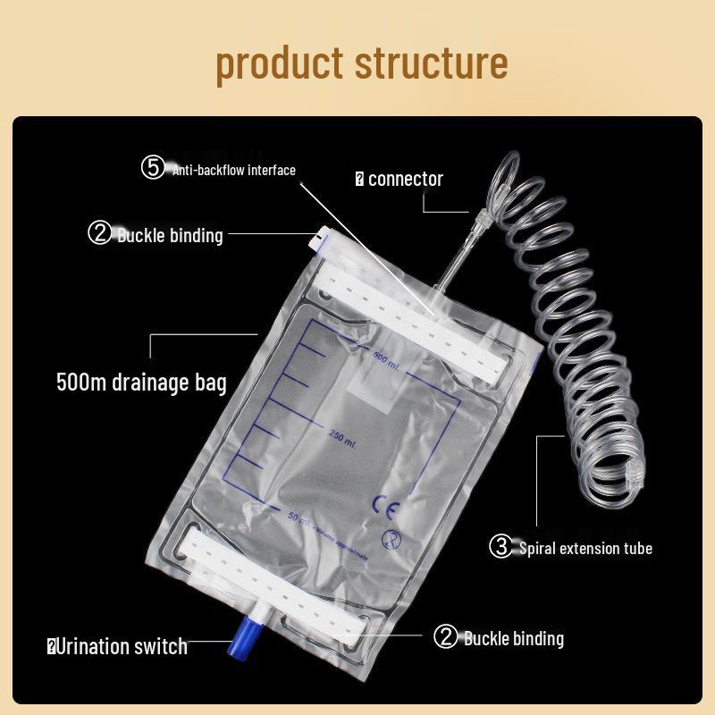 500ml Sáček na sběr moči domácích mazlíčků s antirefluxní hadičkou - Jednorázový kočičí a psí katétr