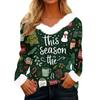 Women's Casual Fashion Long Sleeve Christmas Printed Flannel Collar Top